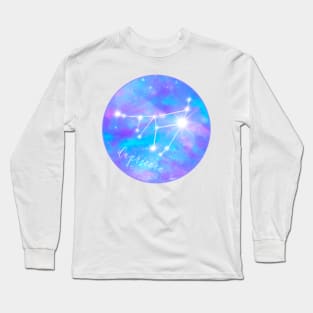 Capricorn zodiac sign. Stars on galaxy background Long Sleeve T-Shirt